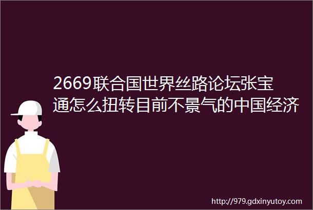 2669联合国世界丝路论坛张宝通怎么扭转目前不景气的中国经济